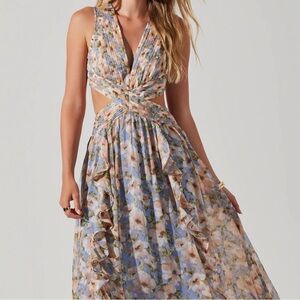 ASTR The Label Noya Floral Dress in Iris Blue Blush
